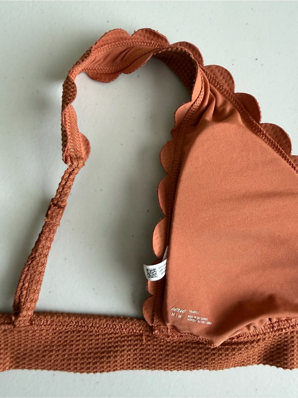 Aerie Waffle Scalloped Bikini Set Canyon Creek Medium Longline Triangle - Picture 8 of 12